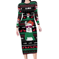 Llama Funny Family Matching Long Sleeve Bodycon Dress and Hawaiian Shirt Llama Christmas DT04 - Wonder Print Shop