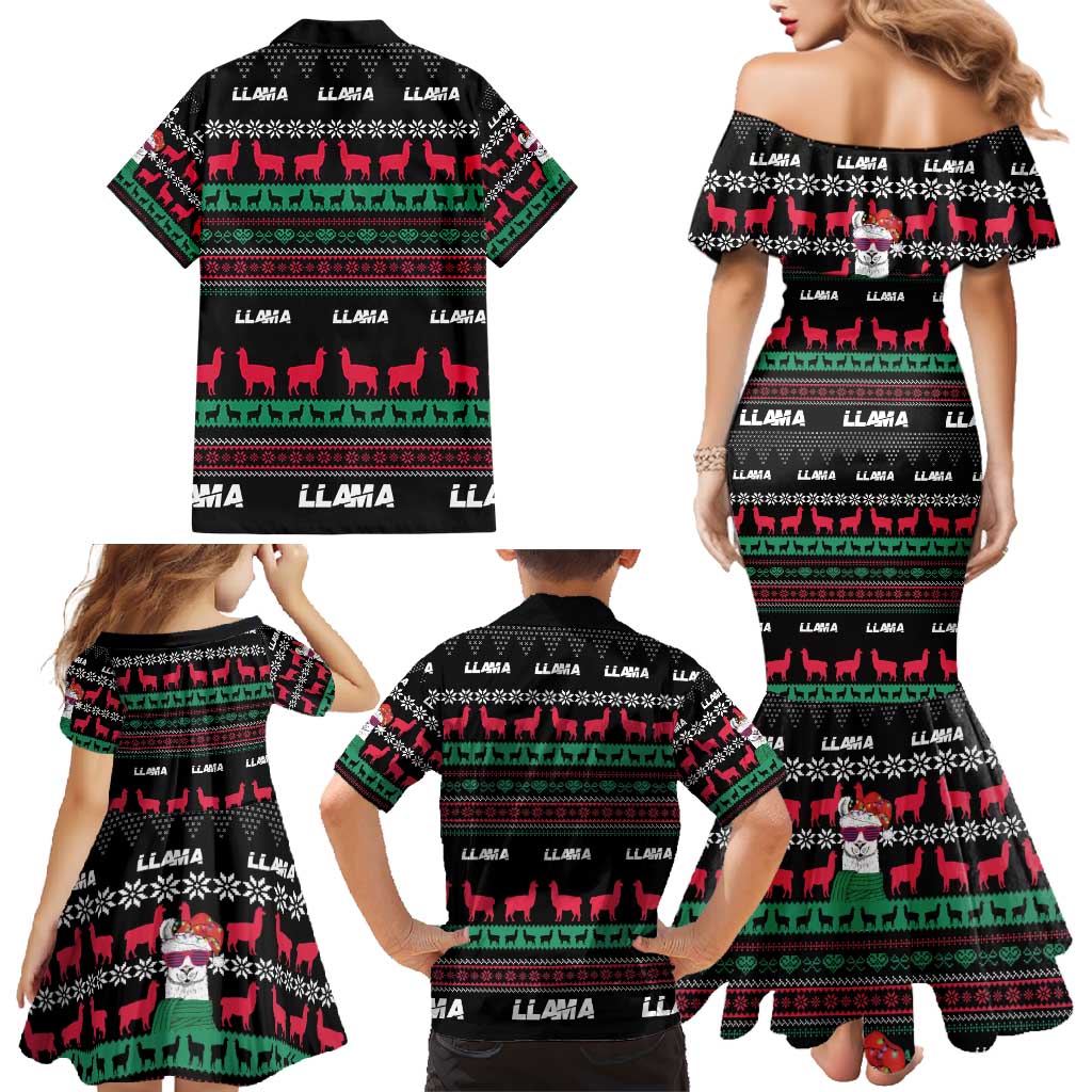 Llama Funny Family Matching Mermaid Dress and Hawaiian Shirt Llama Christmas DT04 - Wonder Print Shop