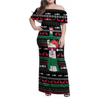 Llama Funny Family Matching Off Shoulder Maxi Dress and Hawaiian Shirt Llama Christmas DT04 - Wonder Print Shop