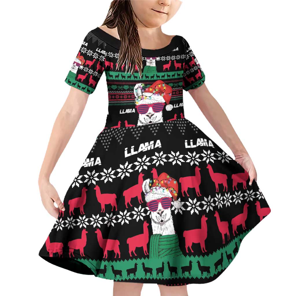 Llama Funny Family Matching Off Shoulder Short Dress and Hawaiian Shirt Llama Christmas DT04 - Wonder Print Shop