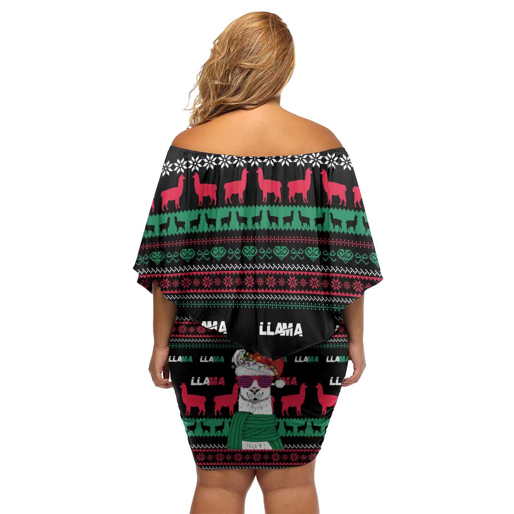 Llama Funny Family Matching Off Shoulder Short Dress and Hawaiian Shirt Llama Christmas DT04 - Wonder Print Shop