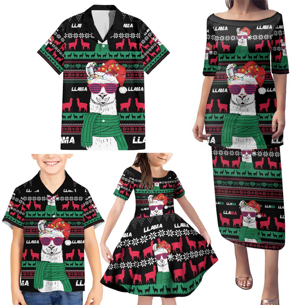 Llama Funny Family Matching Puletasi and Hawaiian Shirt Llama Christmas DT04 - Wonder Print Shop
