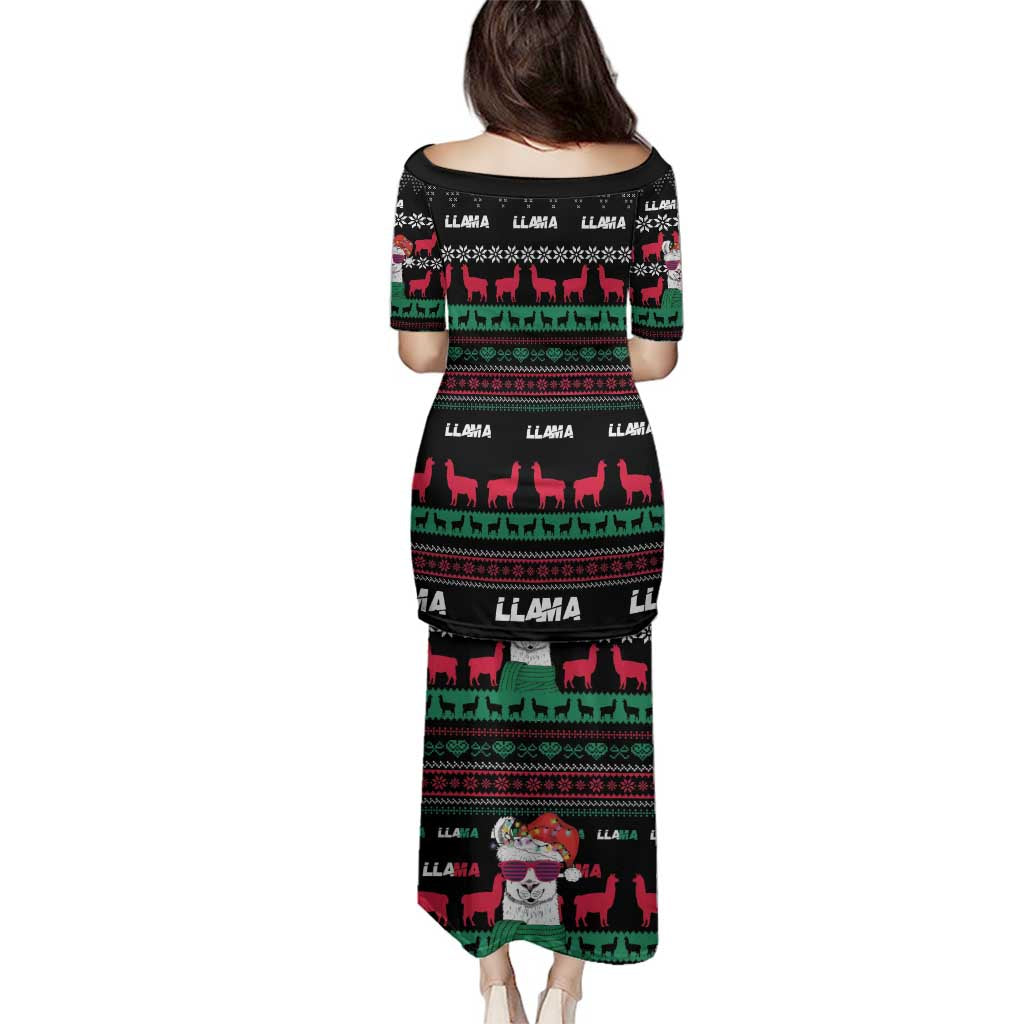 Llama Funny Family Matching Puletasi and Hawaiian Shirt Llama Christmas DT04 - Wonder Print Shop