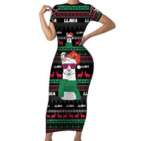 Llama Funny Family Matching Short Sleeve Bodycon Dress and Hawaiian Shirt Llama Christmas DT04 - Wonder Print Shop