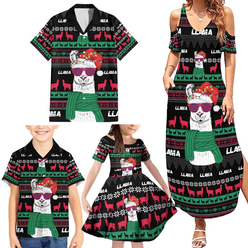 Llama Funny Family Matching Summer Maxi Dress and Hawaiian Shirt Llama Christmas DT04 - Wonder Print Shop