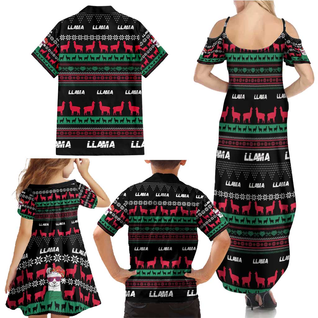 Llama Funny Family Matching Summer Maxi Dress and Hawaiian Shirt Llama Christmas DT04 - Wonder Print Shop