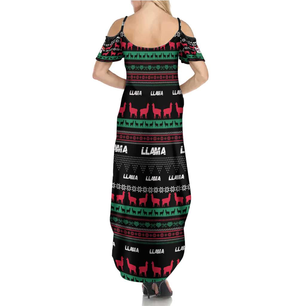 Llama Funny Family Matching Summer Maxi Dress and Hawaiian Shirt Llama Christmas DT04 - Wonder Print Shop