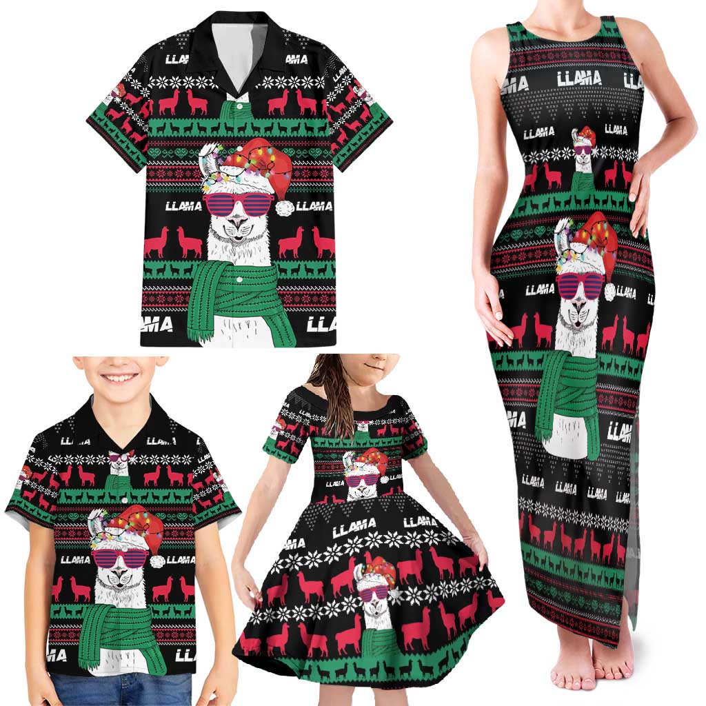 Llama Funny Family Matching Tank Maxi Dress and Hawaiian Shirt Llama Christmas DT04 - Wonder Print Shop