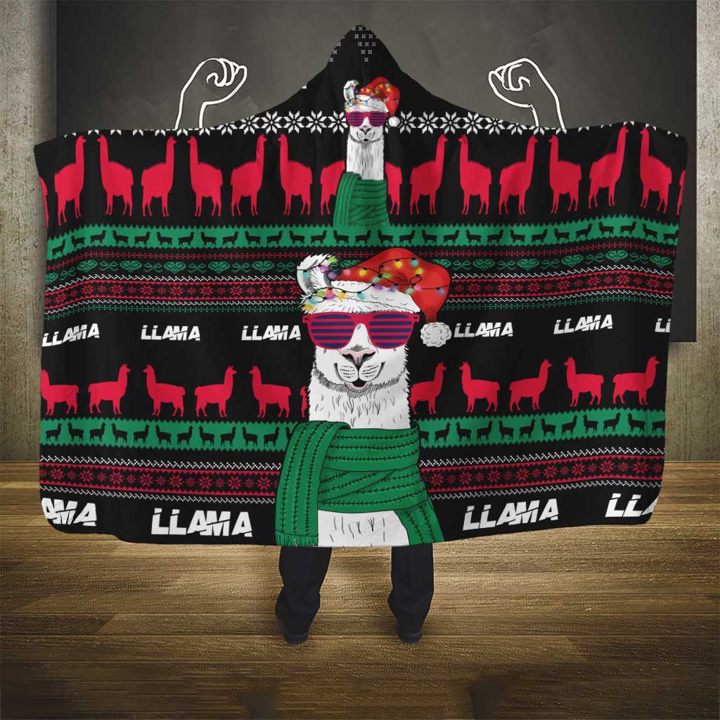 Llama Funny Hooded Blanket Llama Christmas