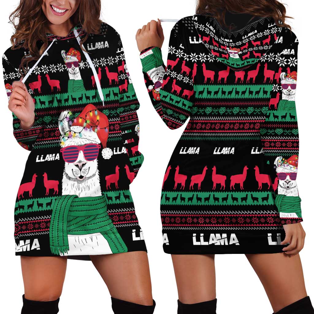 Llama Funny Hoodie Dress Llama Christmas DT04 - Wonder Print Shop
