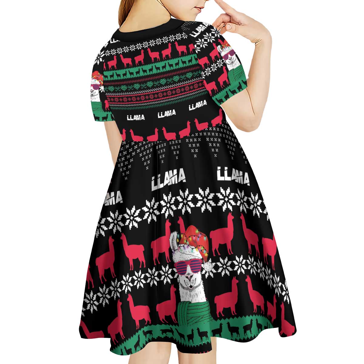 Llama Funny Kid Short Sleeve Dress Llama Christmas DT04 - Wonder Print Shop