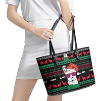 Llama Funny Leather Tote Bag Llama Christmas DT04 - Wonder Print Shop