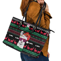 Llama Funny Leather Tote Bag Llama Christmas DT04 - Wonder Print Shop