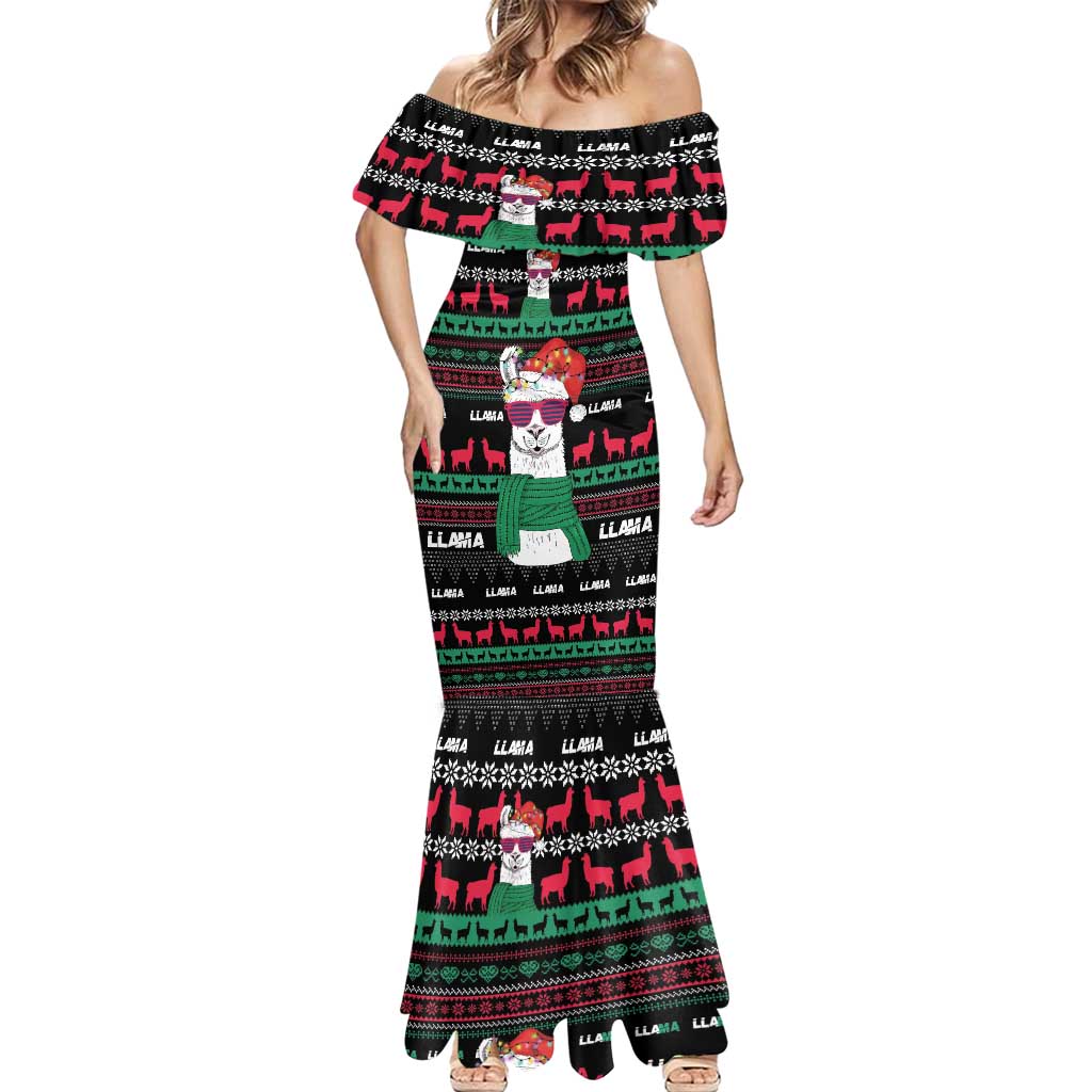 Llama Funny Mermaid Dress Llama Christmas DT04 - Wonder Print Shop