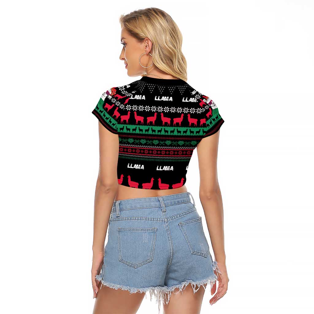 Llama Funny Raglan Cropped T Shirt Llama Christmas DT04 - Wonder Print Shop