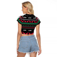 Llama Funny Raglan Cropped T Shirt Llama Christmas DT04 - Wonder Print Shop