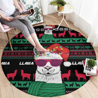 Llama Funny Round Carpet Llama Christmas