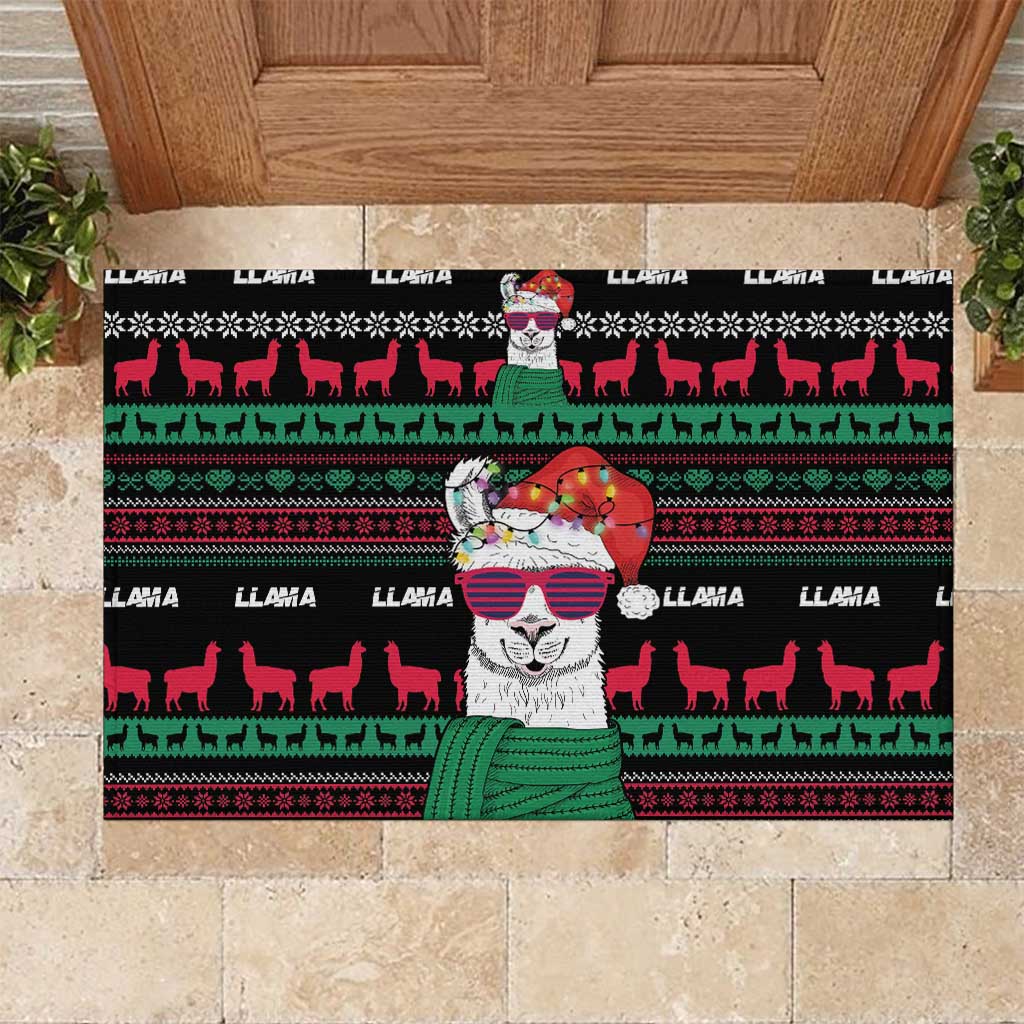 Llama Funny Rubber Doormat Llama Christmas DT04 - Wonder Print Shop