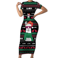 Llama Funny Short Sleeve Bodycon Dress Llama Christmas DT04 - Wonder Print Shop