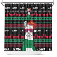 Llama Funny Shower Curtain Llama Christmas