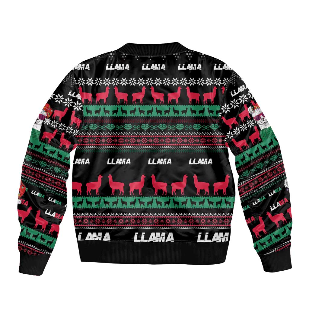Llama Funny Sleeve Zip Bomber Jacket Llama Christmas DT04 - Wonder Print Shop