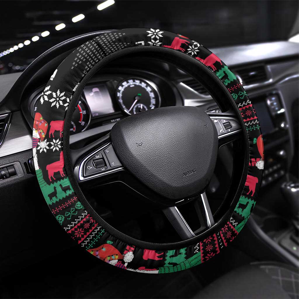 Llama Funny Steering Wheel Cover Llama Christmas DT04 - Wonder Print Shop