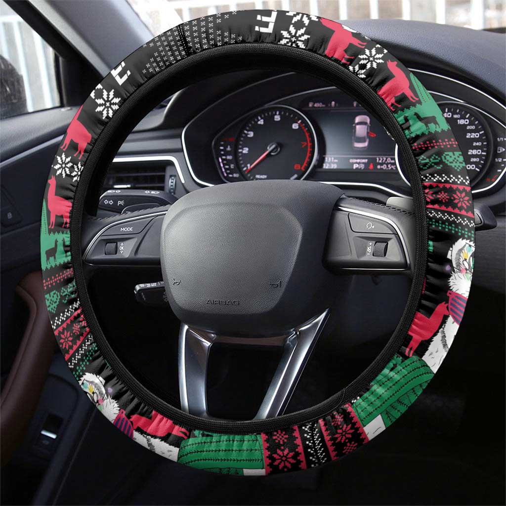 Llama Funny Steering Wheel Cover Llama Christmas DT04 - Wonder Print Shop