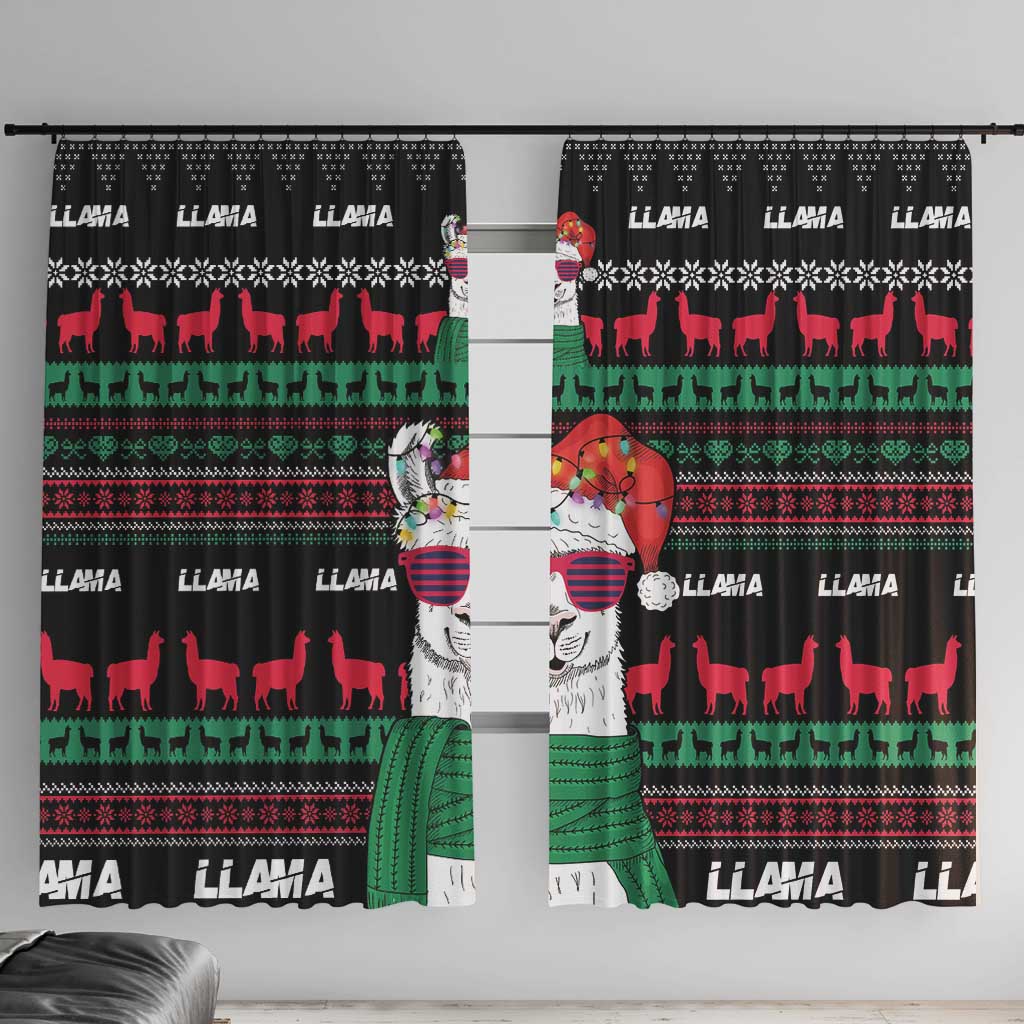 Llama Funny Window Curtain Llama Christmas DT04 - Wonder Print Shop