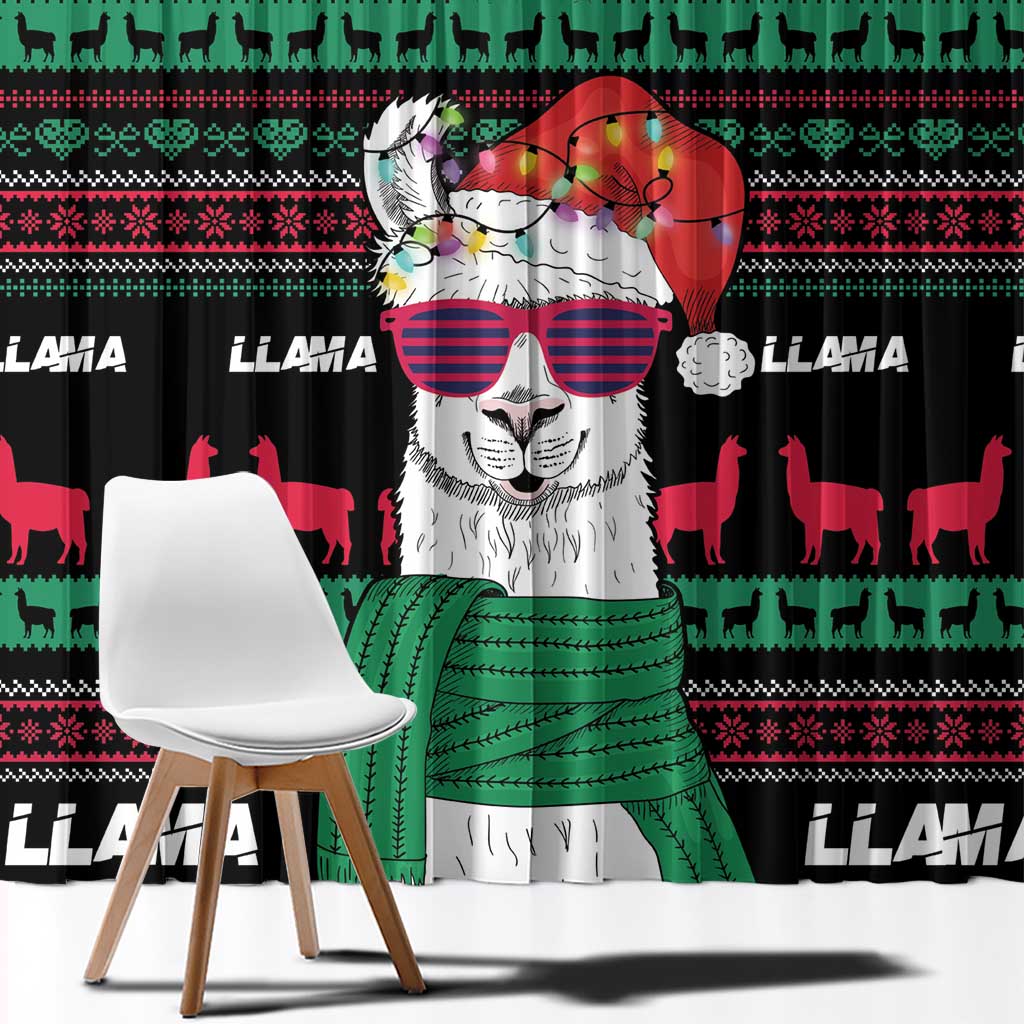 Llama Funny Window Curtain Llama Christmas DT04 - Wonder Print Shop