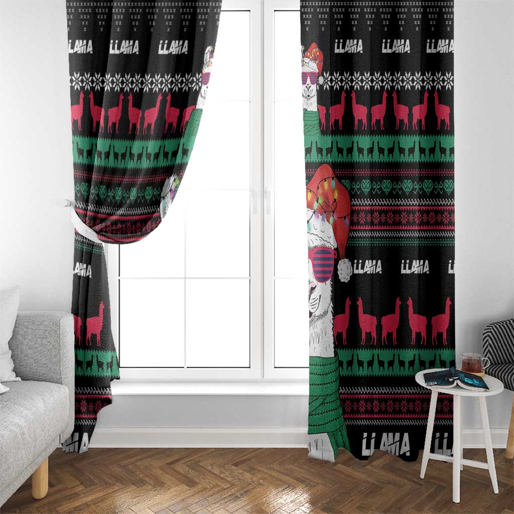 Llama Funny Window Curtain Llama Christmas DT04 - Wonder Print Shop