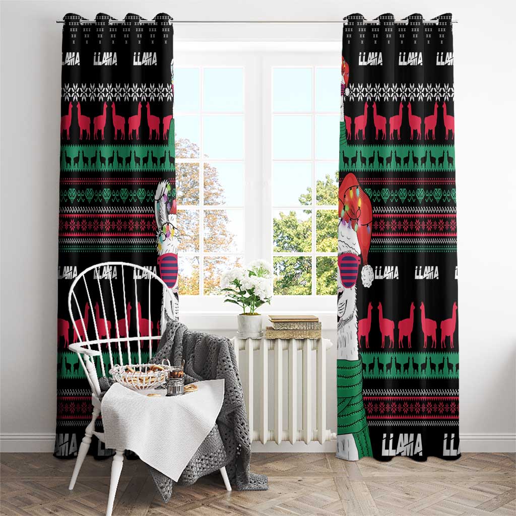 Llama Funny Window Curtain Llama Christmas DT04 - Wonder Print Shop