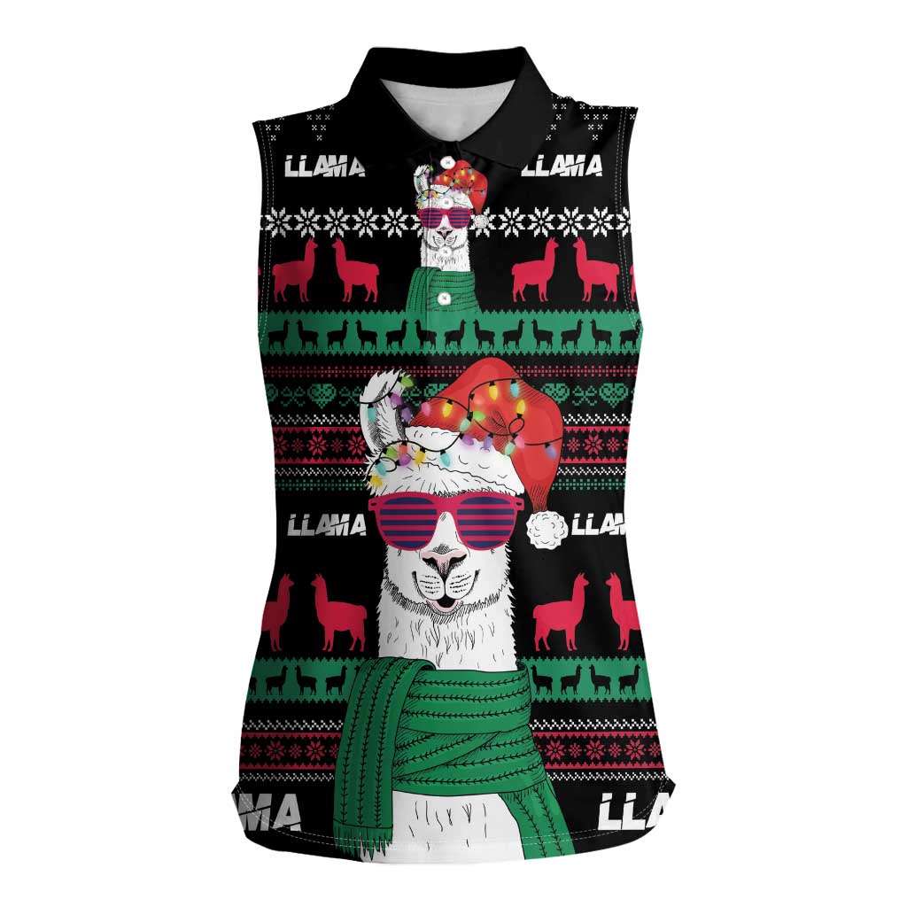 Llama Funny Women Sleeveless Polo Shirt Llama Christmas DT04 - Wonder Print Shop
