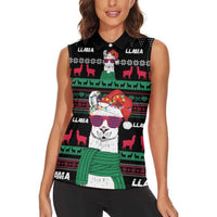 Llama Funny Women Sleeveless Polo Shirt Llama Christmas DT04 - Wonder Print Shop