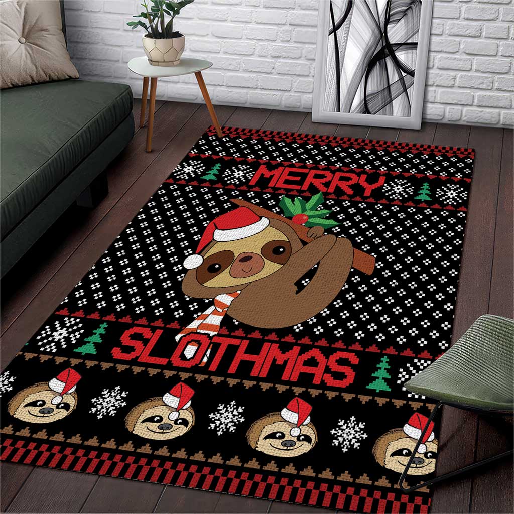 Merry Slothmas Area Rug Cute Sloth Christmas DT04 - Wonder Print Shop