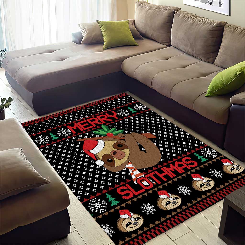 Merry Slothmas Area Rug Cute Sloth Christmas DT04 - Wonder Print Shop