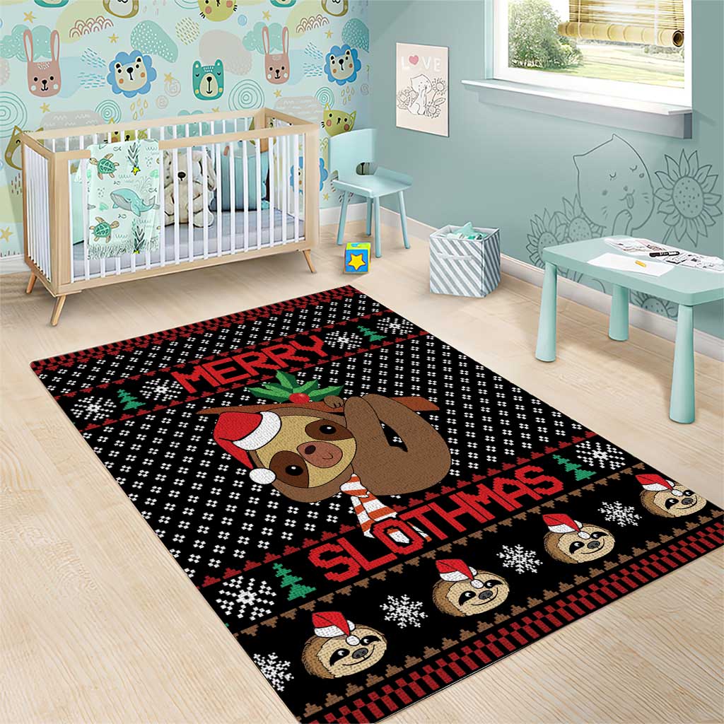 Merry Slothmas Area Rug Cute Sloth Christmas DT04 - Wonder Print Shop
