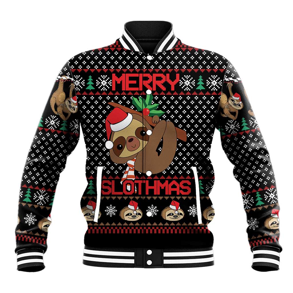 Merry Slothmas Baseball Jacket Cute Sloth Christmas DT04 - Wonder Print Shop
