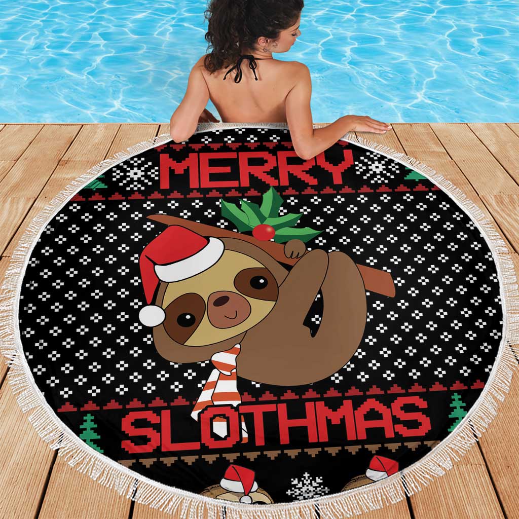 Merry Slothmas Beach Blanket Cute Sloth Christmas DT04 - Wonder Print Shop