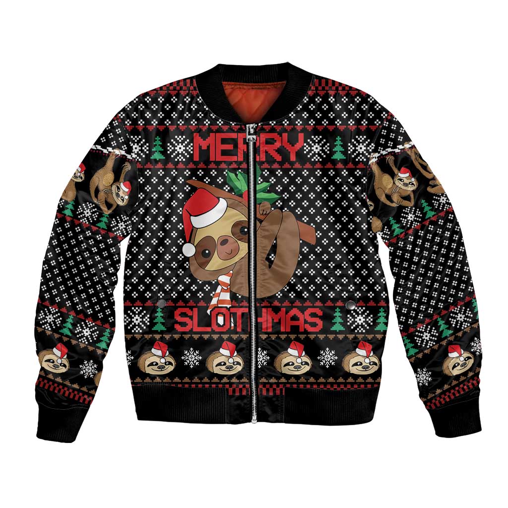 Merry Slothmas Bomber Jacket Cute Sloth Christmas DT04 - Wonder Print Shop