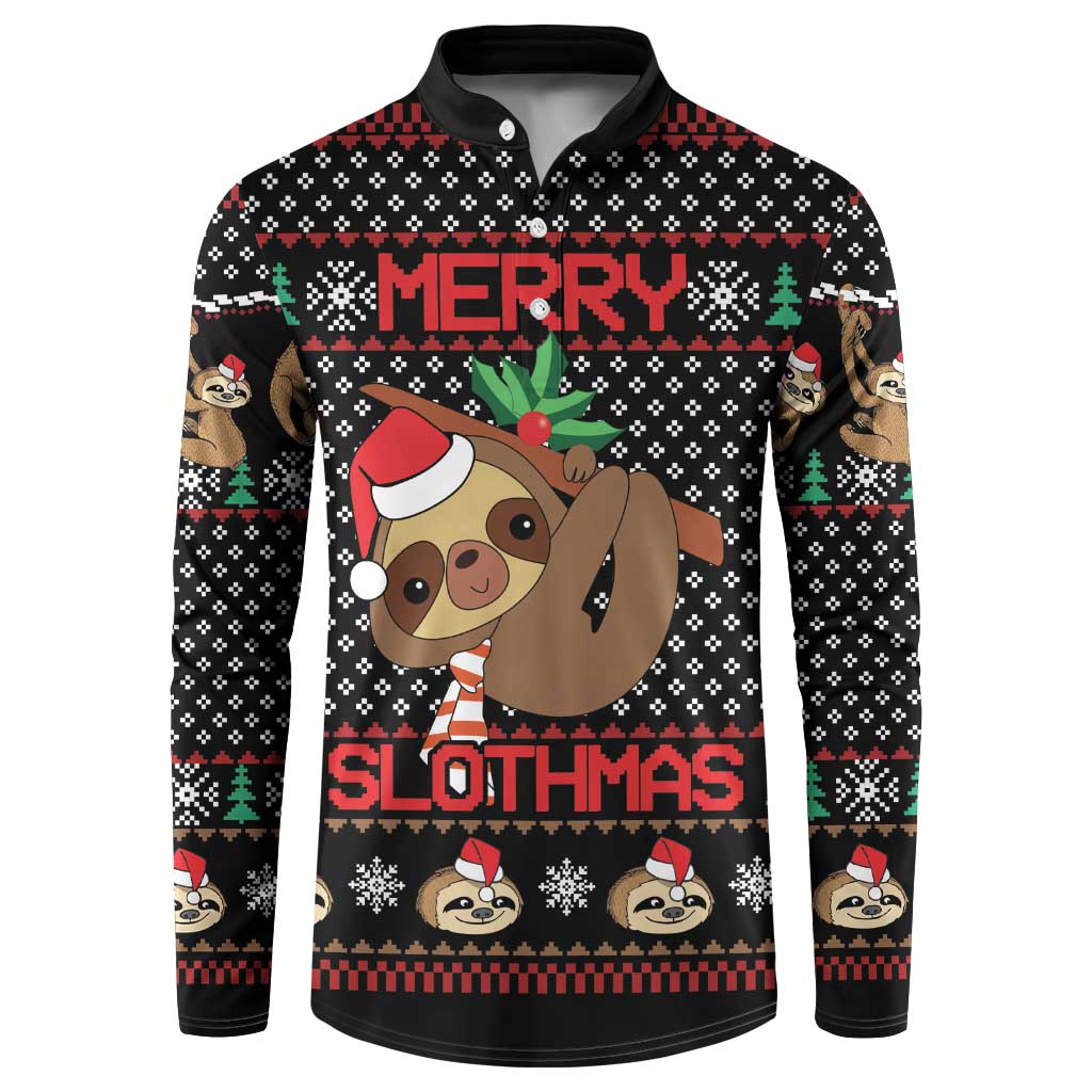 Merry Slothmas Button Sweatshirt Cute Sloth Christmas DT04 - Wonder Print Shop