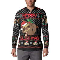 Merry Slothmas Button Sweatshirt Cute Sloth Christmas DT04 - Wonder Print Shop