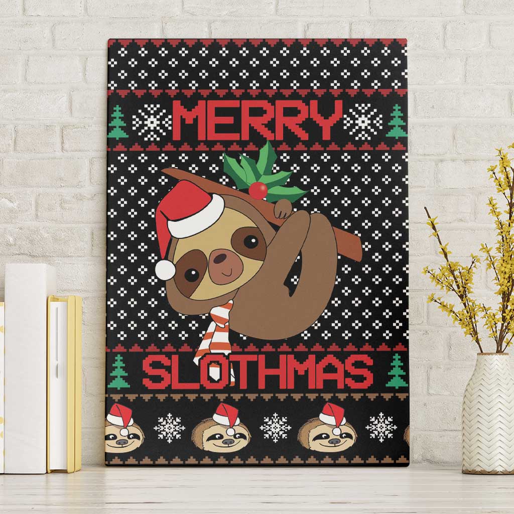 Merry Slothmas Canvas Wall Art Cute Sloth Christmas DT04 - Wonder Print Shop