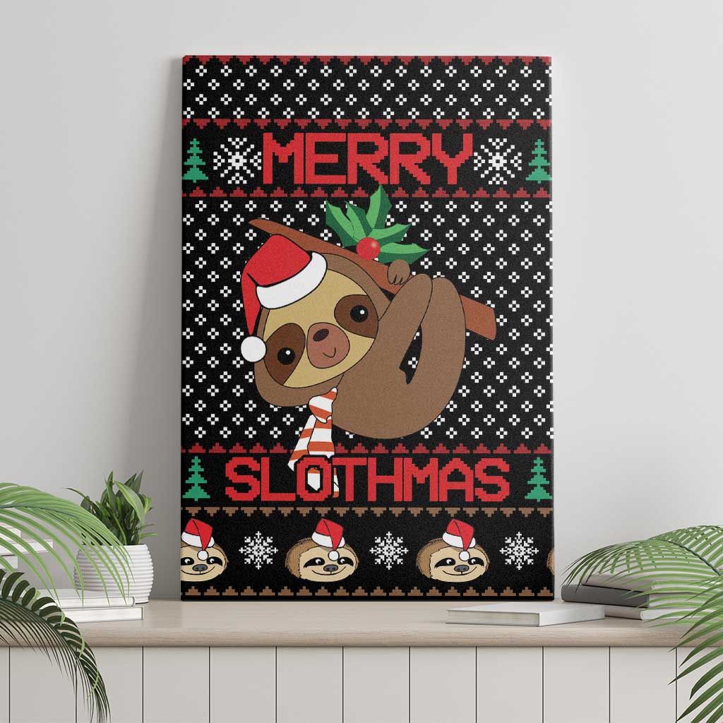 Merry Slothmas Canvas Wall Art Cute Sloth Christmas DT04 - Wonder Print Shop