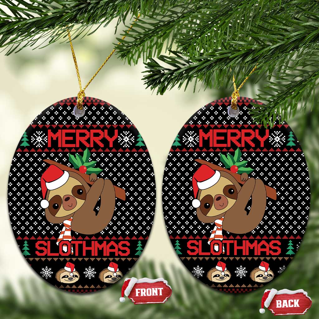 Merry Slothmas Ceramic Ornament Cute Sloth Christmas DT04 - Wonder Print Shop