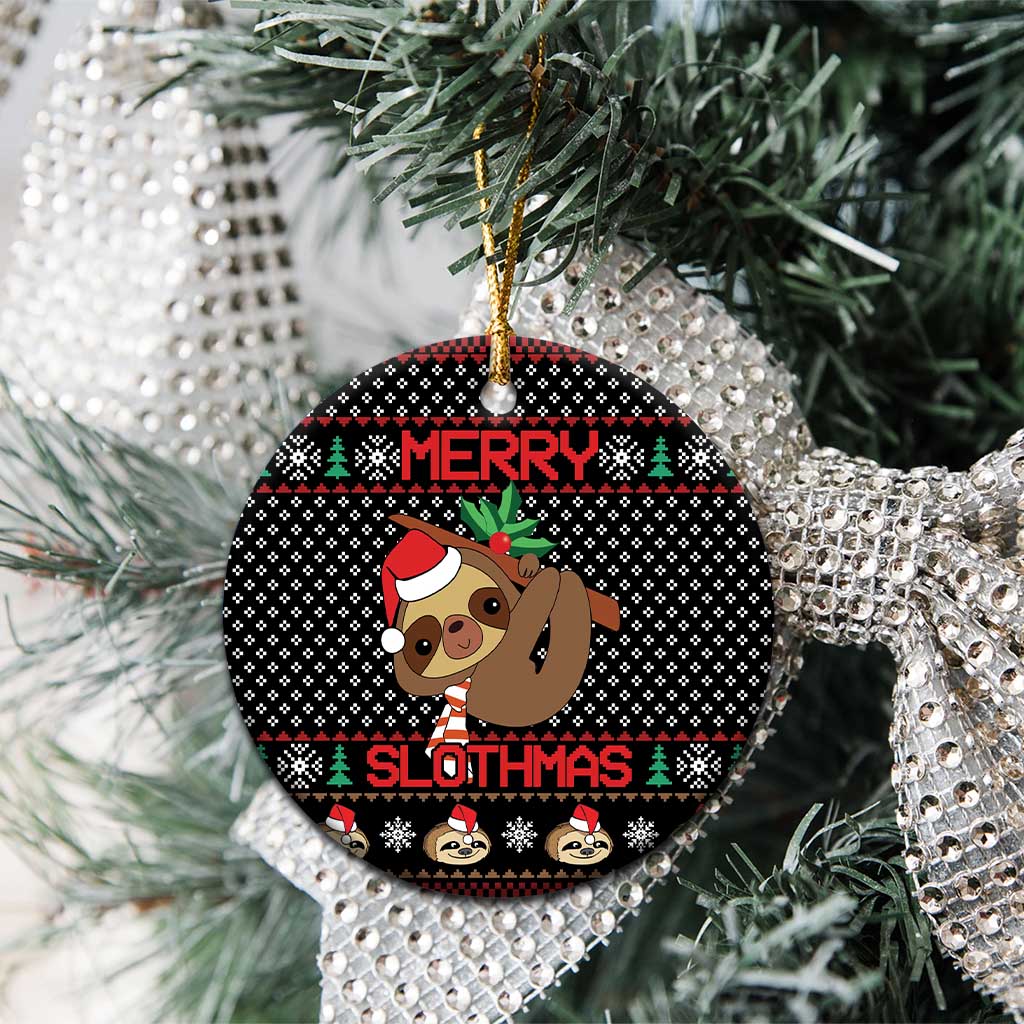 Merry Slothmas Ceramic Ornament Cute Sloth Christmas DT04 - Wonder Print Shop
