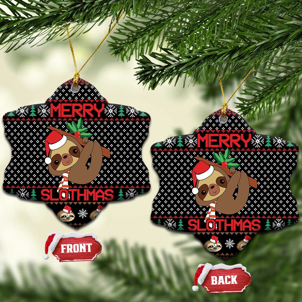 Merry Slothmas Ceramic Ornament Cute Sloth Christmas DT04 - Wonder Print Shop