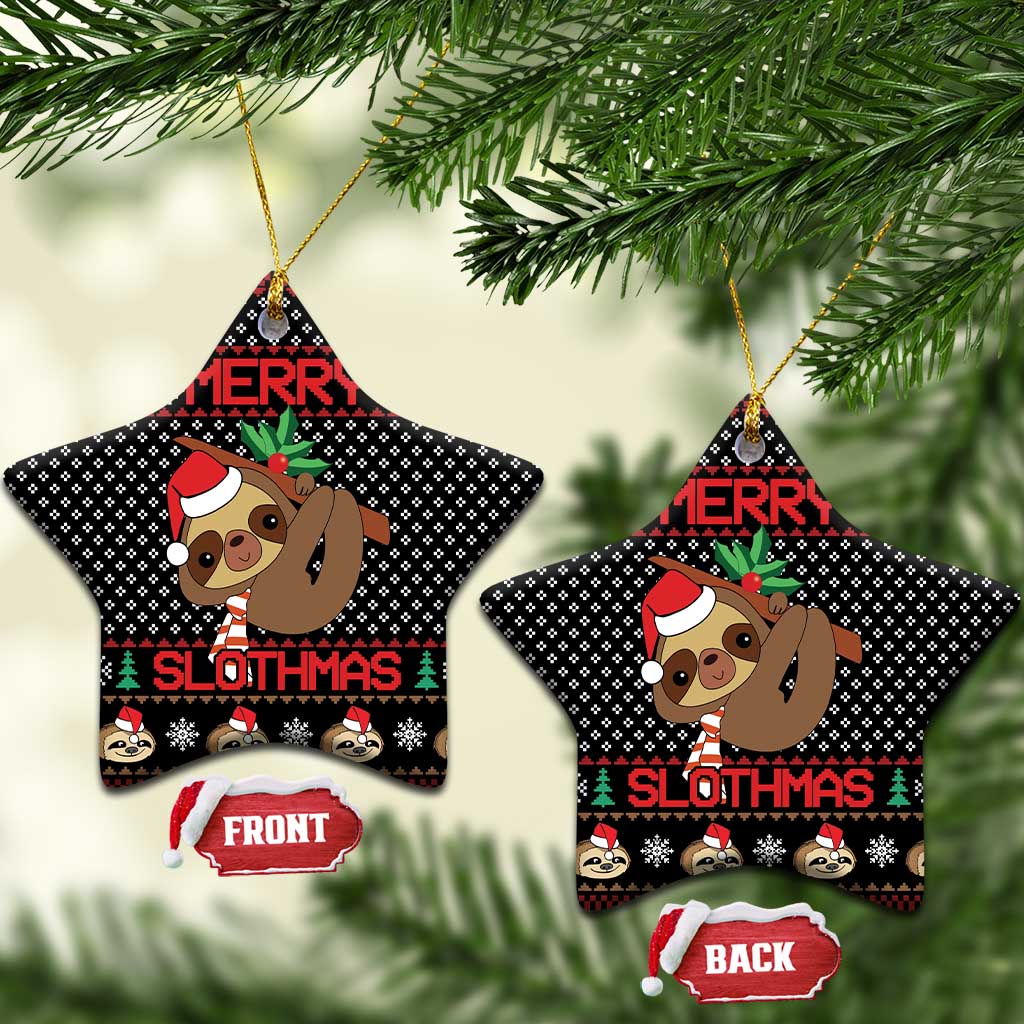 Merry Slothmas Ceramic Ornament Cute Sloth Christmas DT04 - Wonder Print Shop
