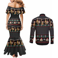Merry Slothmas Couples Matching Mermaid Dress and Long Sleeve Button Shirt Cute Sloth Christmas