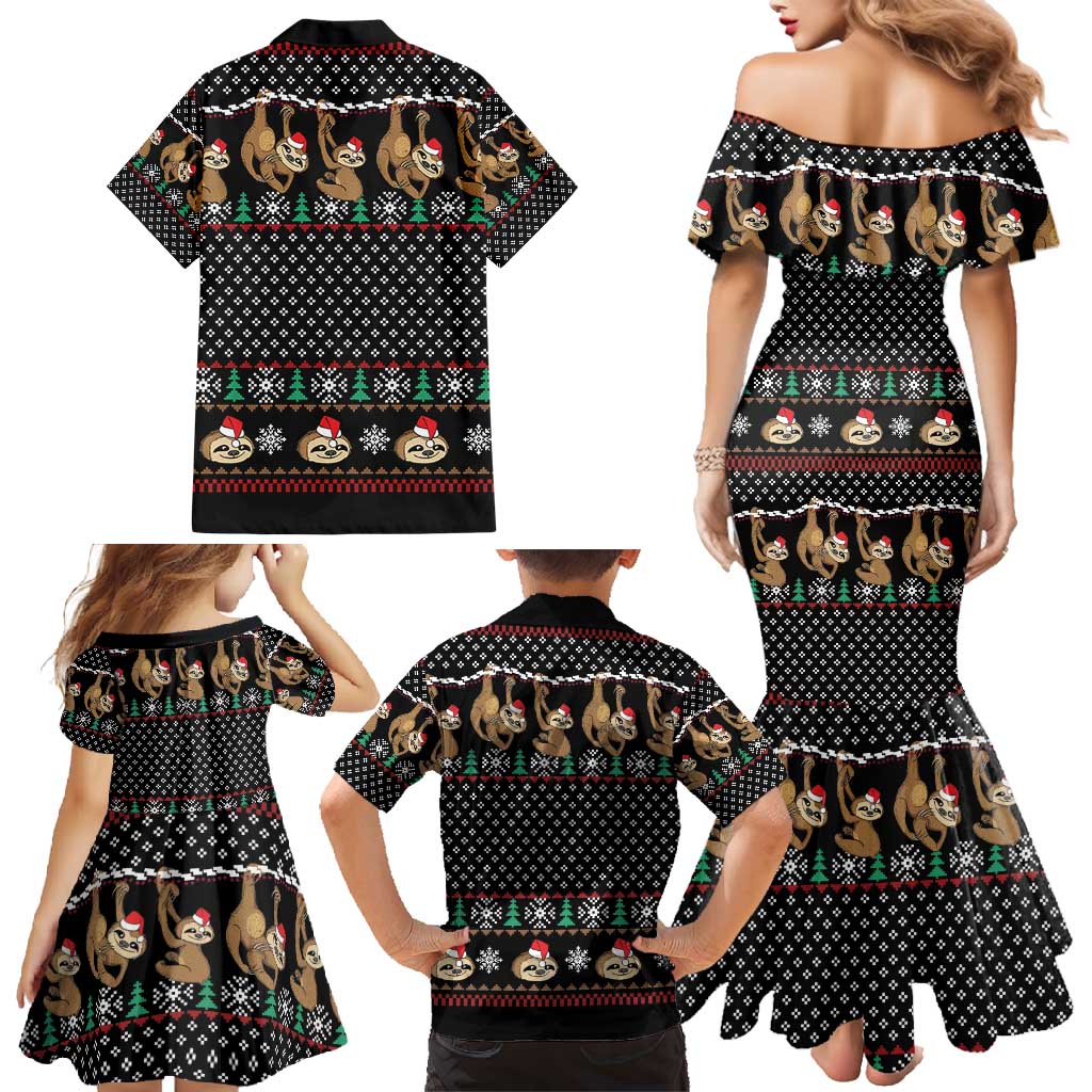 Merry Slothmas Family Matching Mermaid Dress and Hawaiian Shirt Cute Sloth Christmas DT04 - Wonder Print Shop