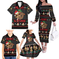 Merry Slothmas Family Matching Off The Shoulder Long Sleeve Dress and Hawaiian Shirt Cute Sloth Christmas DT04 - Wonder Print Shop